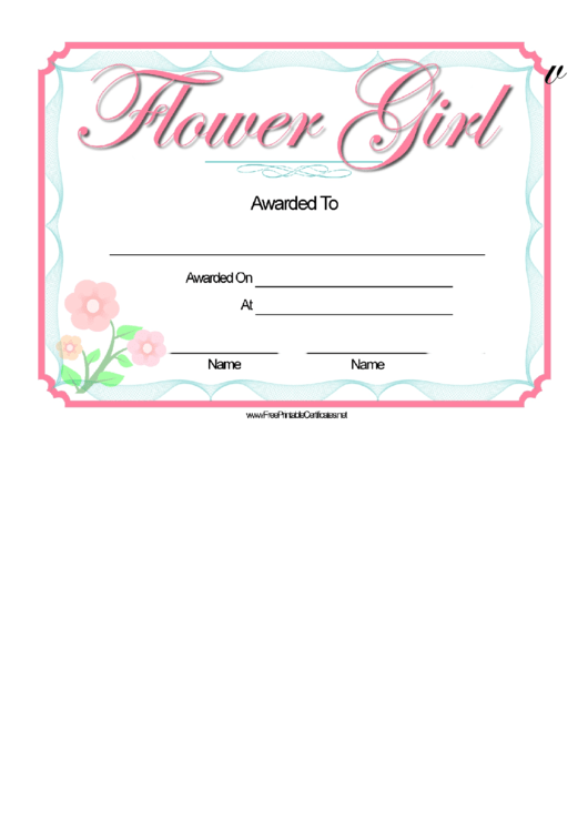 Flower Girl Certificate Template Printable pdf