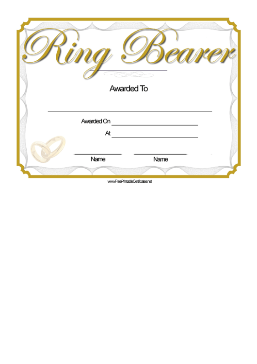Ring Bearer Certificate Template Printable pdf