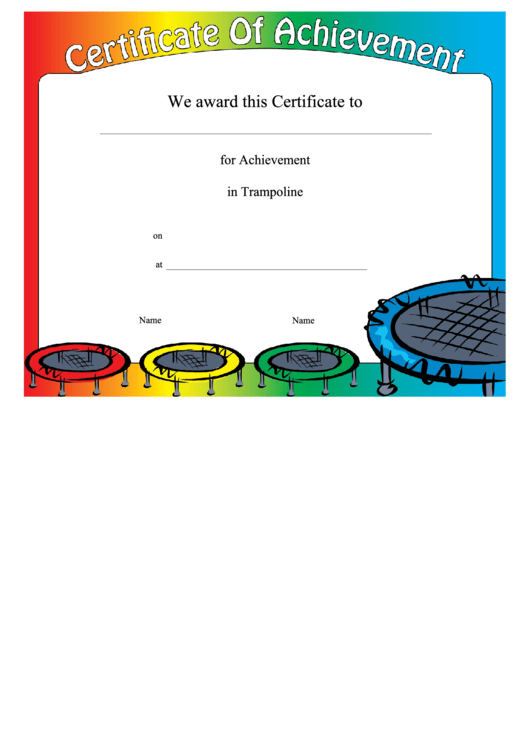 Trampoline Certificate Of Achievement Template Printable pdf