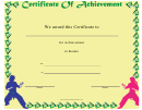 Karate Certificate Of Achievement Template