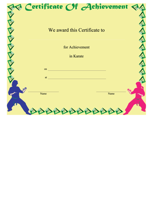 Karate Certificate Of Achievement Template printable pdf download