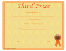 Third Prize Certificate Template