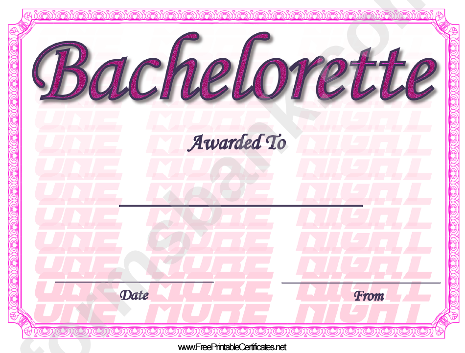 Bachelorette Certificate Template