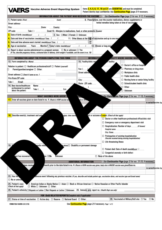 S Vaccine Adverse Event Reporting System Printable pdf