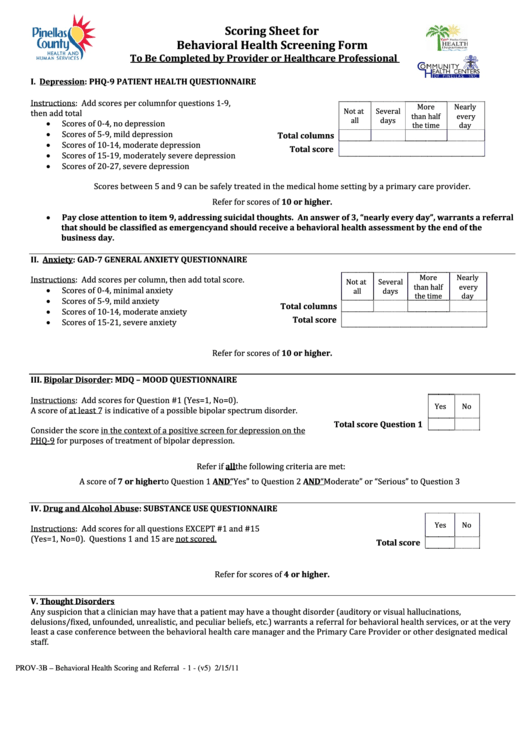 Phq-9 Patient Health Questionnaire Printable pdf