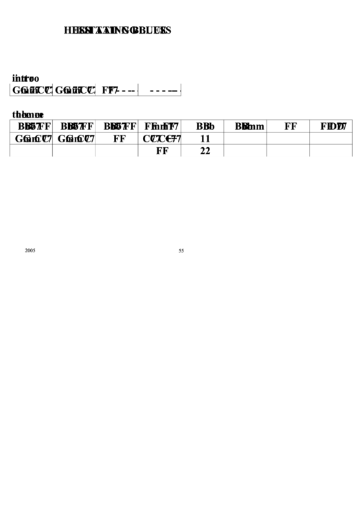 Hesitating Blues Chord Chart Printable pdf