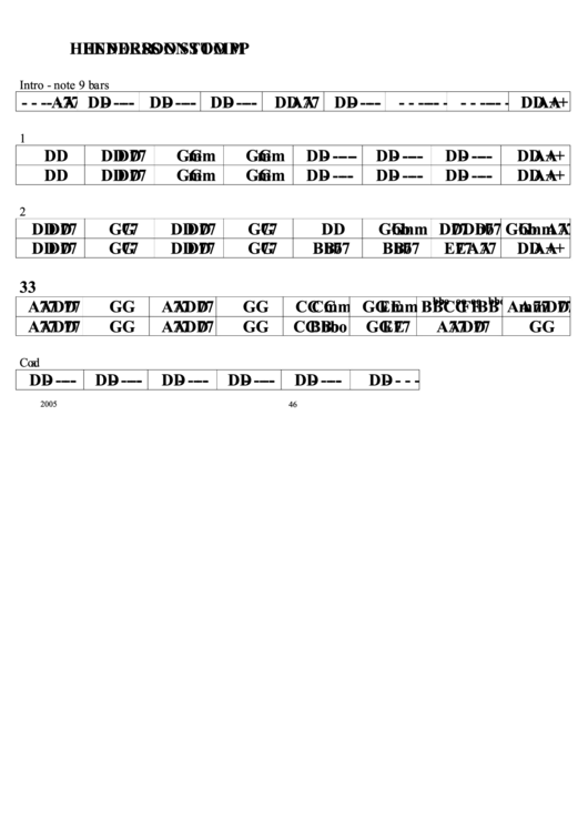 Henderson Stomp Chord Chart Printable pdf