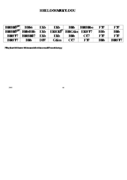 Hello Mary Lou Chord Chart Printable pdf