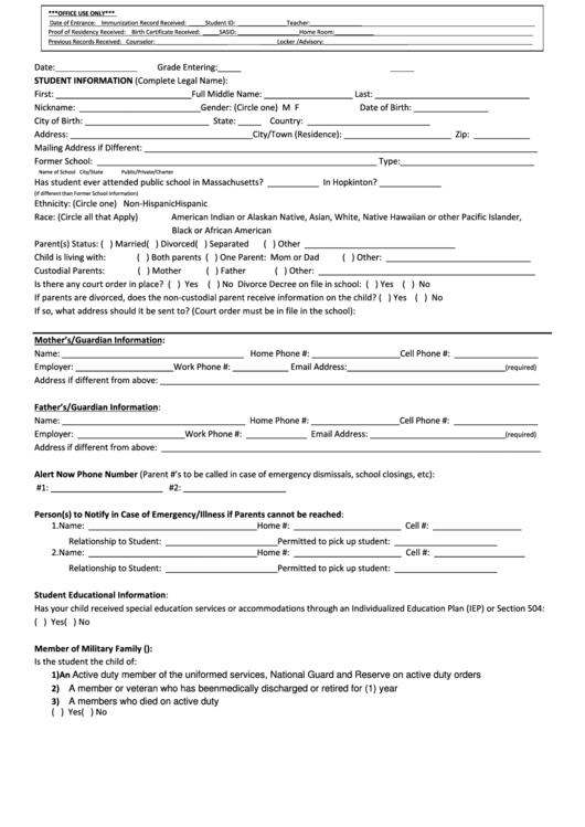 School Withdrawal Form