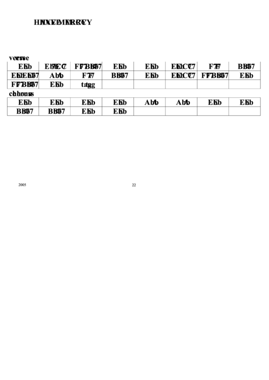 Jazz Chord Chart - Have Mercy Printable pdf