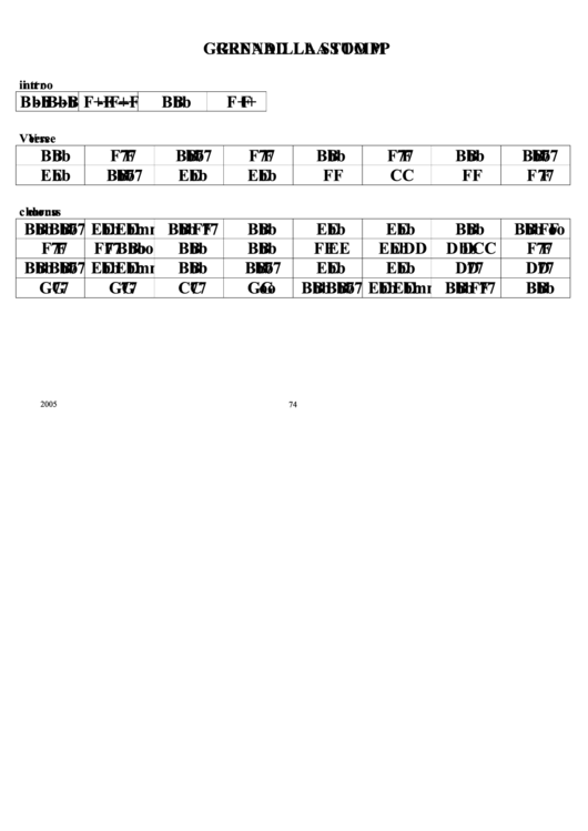 Grenadilla Stomp Chord Chart Printable pdf