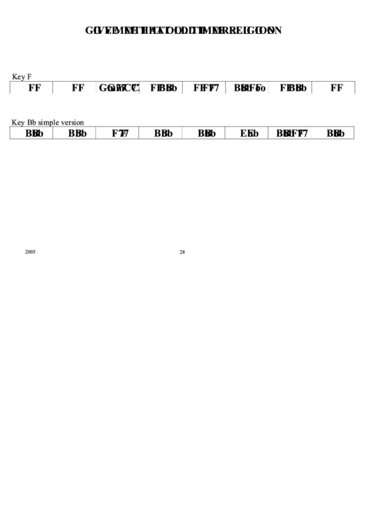 Jazz Chord Chart - Give Me That Old Time Religion Printable pdf