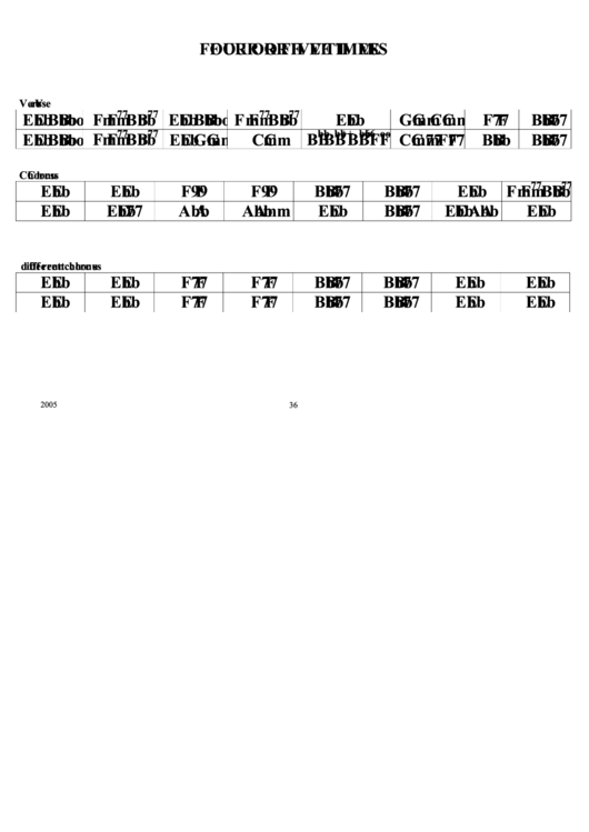 Four Five Times Chord Chart Printable pdf