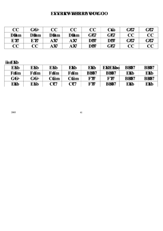 Everywhere You Go Jazz Chord Chart Printable pdf