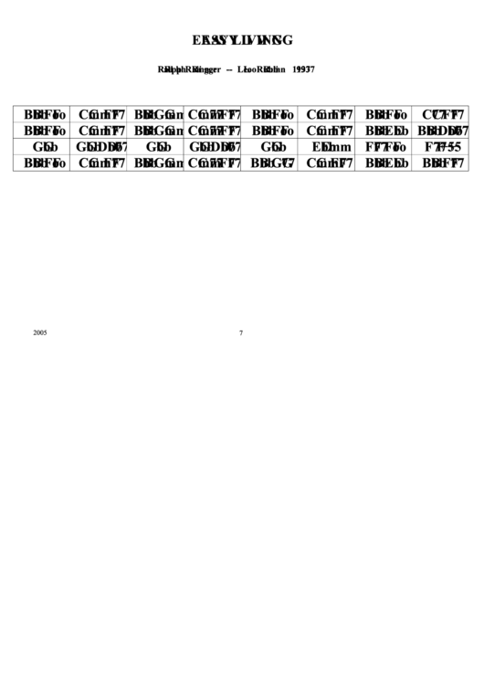 Jazz Chord Chart - Easy Living Printable pdf