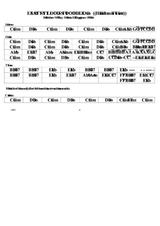 East St Louis Toodle Oo (Harlem Twist) Chord Chart Printable pdf