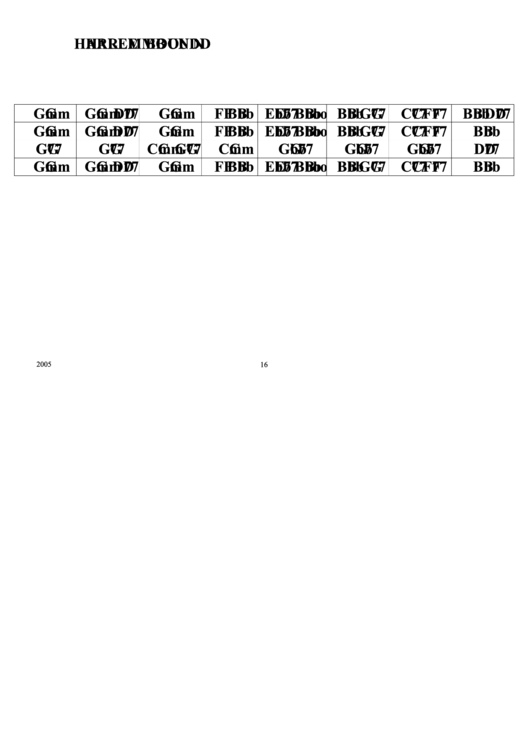 Harlem Bound Chord Chart Printable pdf