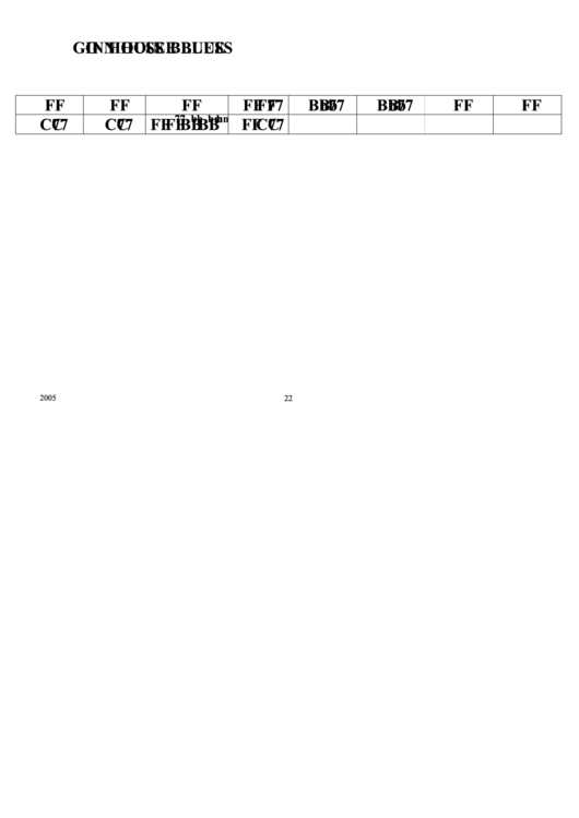 Gin House Blues Chord Chart printable pdf download