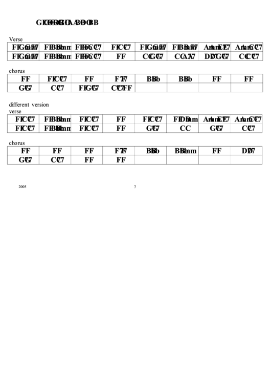 Georgia Bo Bo Chord Chart Printable pdf