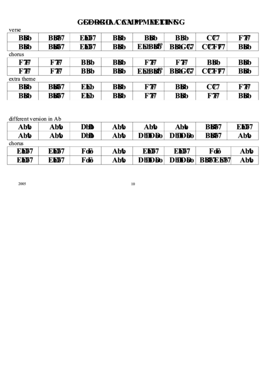 Georgia Camp Meeting Chord Chart Printable pdf