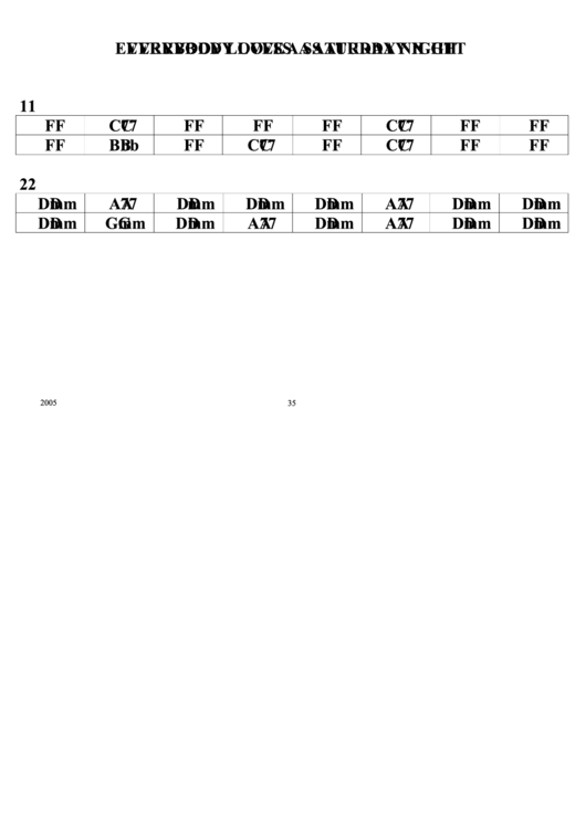 Everybody Loves A Saturday Night Chord Chart Printable pdf