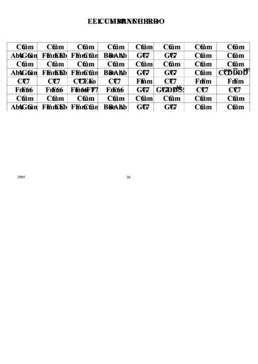 El Cumbanchero Chord Chart Printable pdf