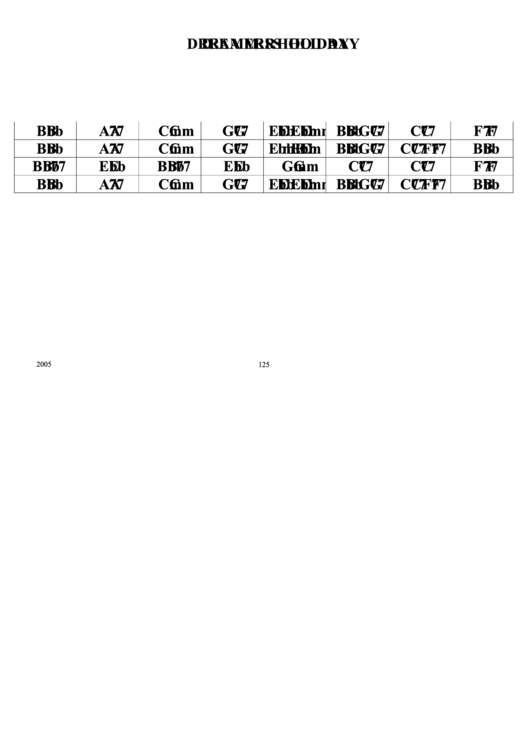 Dreamers Holiday Chord Chart Printable pdf