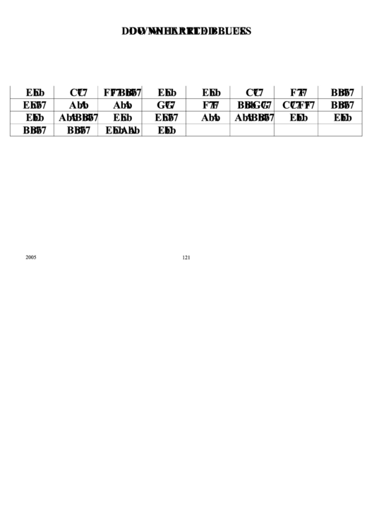 Jazz Chord Chart - Downhearted Blues Printable pdf