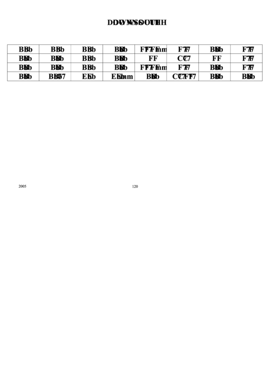 Jazz Chord Chart - Down South Printable pdf