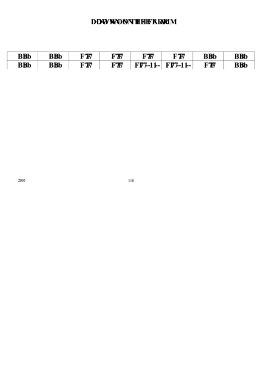 Jazz Chord Chart - Down On The Farm Printable pdf