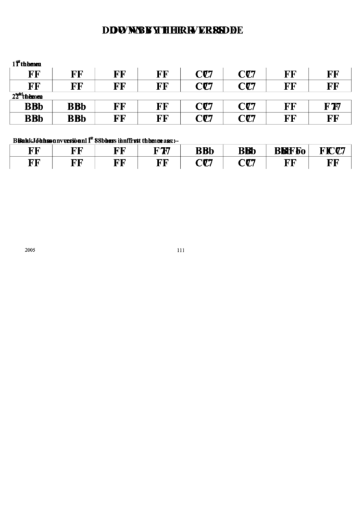 Jazz Chord Chart - Down By The Riverside Printable pdf