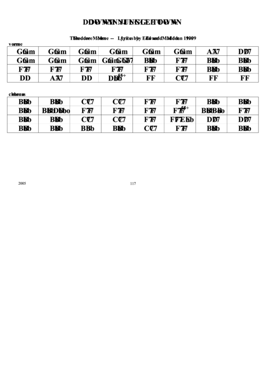 Jazz Chord Chart - Down In Jungle Town Printable pdf