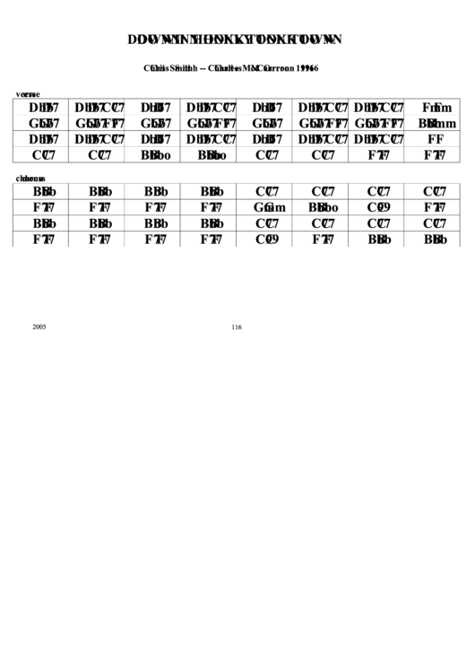Chris Smith - Down In Honky Tonk Town Chord Chart Printable pdf