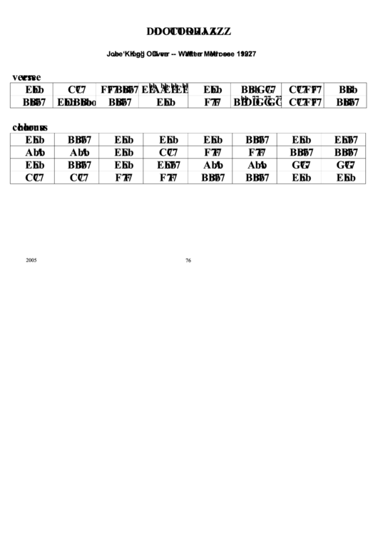 Doctor Jazz Chord Chart Printable pdf