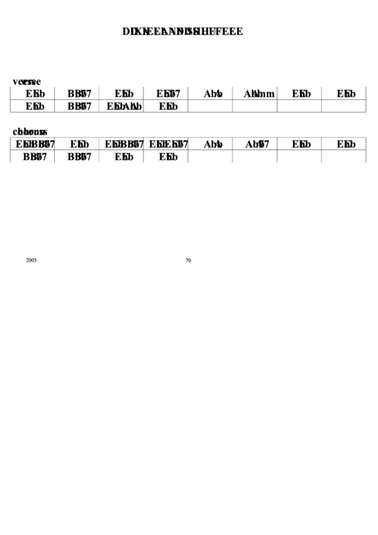 Jazz Chord Chart - Dixieland Shuffle Printable pdf