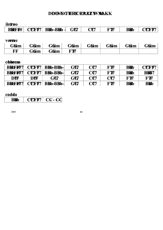 Doing The Crazy Walk Chord Chart Printable pdf