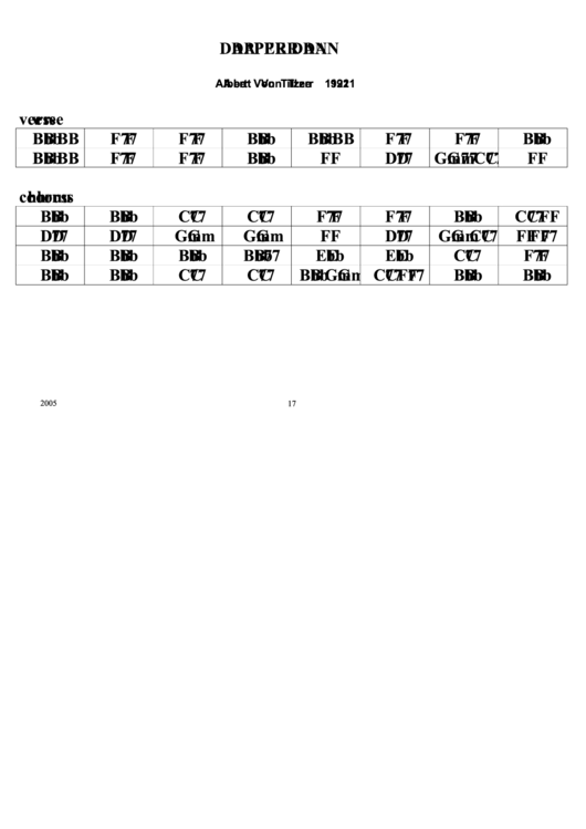 Albert Von Tizer - Dapper Dan Chord Chart Printable pdf
