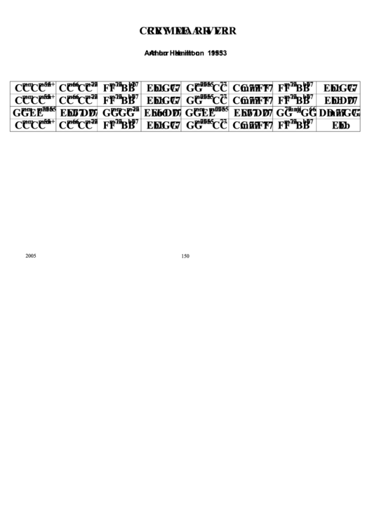 Jazz Chord Chart - Cry Me A River Printable pdf