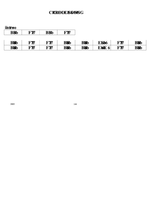 Jazz Chord Chart - Creole Song Printable pdf