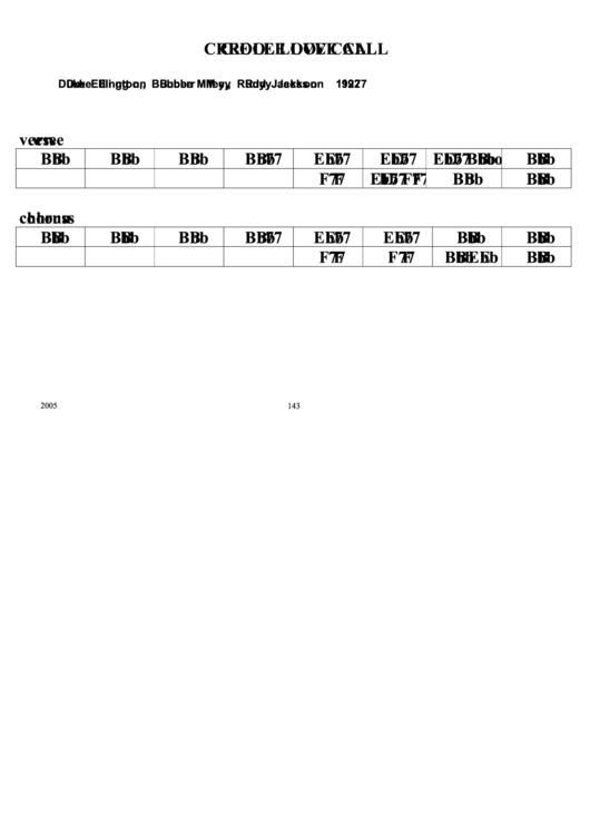 Creole Love Call Chord Chart Printable pdf