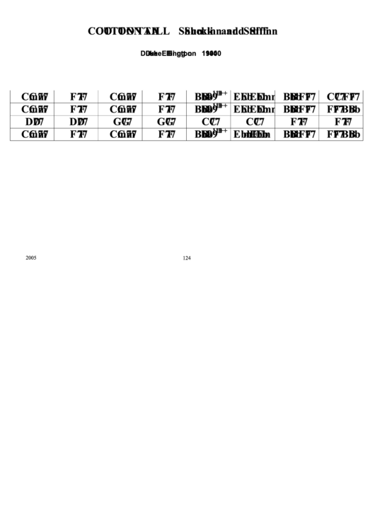 Jazz Chord Chart - Cotton Tail (Shuckin And Stiffin) Printable pdf