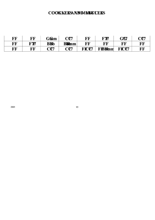 Jazz Chord Chart - Cockles And Muscles Printable pdf