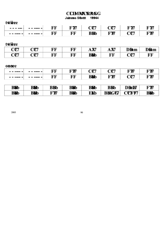 James Scott - Climax Rag Chord Chart Printable pdf