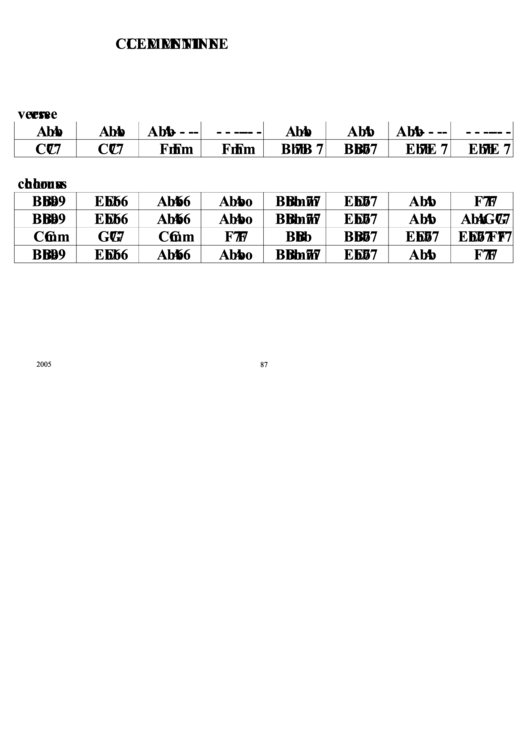 Clementine Chord Chart Printable pdf