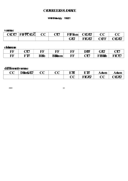 Jazz Chord Chart - Careless Love Printable pdf