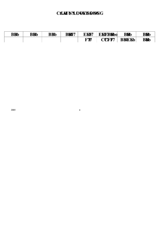 Cajun Love Song Chord Chart Printable pdf