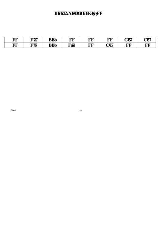 Jazz Chord Chart - Bye And Bye (Key F) Printable pdf