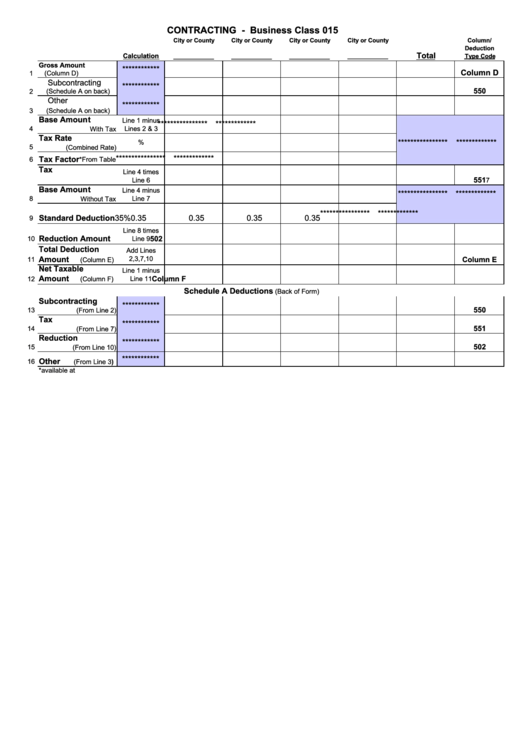 Contracting - Business Class 015 Form