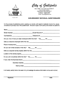 Non-resident Individual Questionnaire Form - State Of Ohio