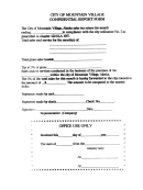 Confidential Tax Report Form - City Of Mountain Village, Alaska